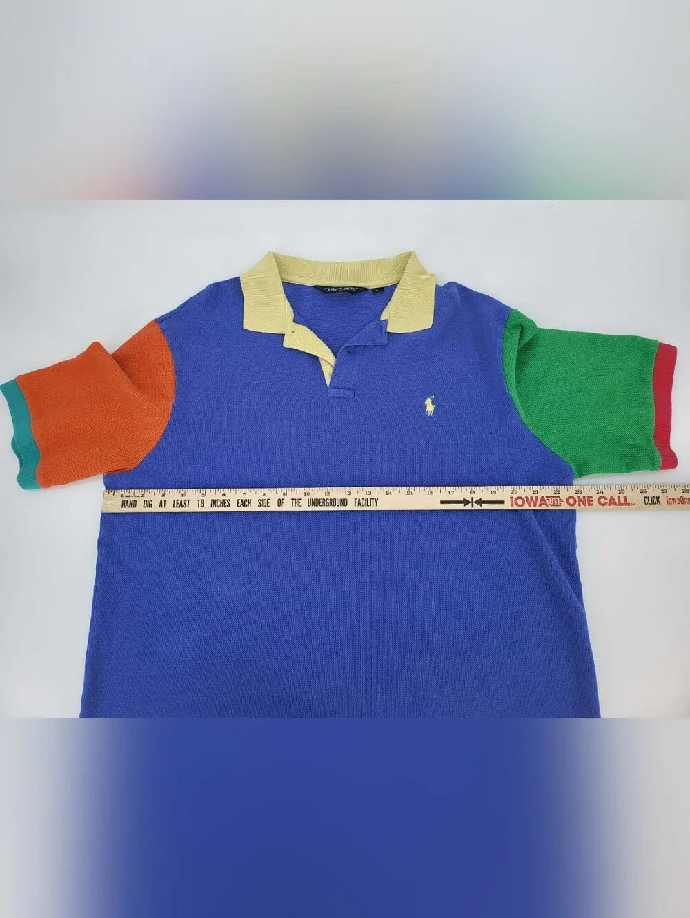 Ralph Lauren Colorblock Polo Shirt - Blue, Yellow, Green, Orange